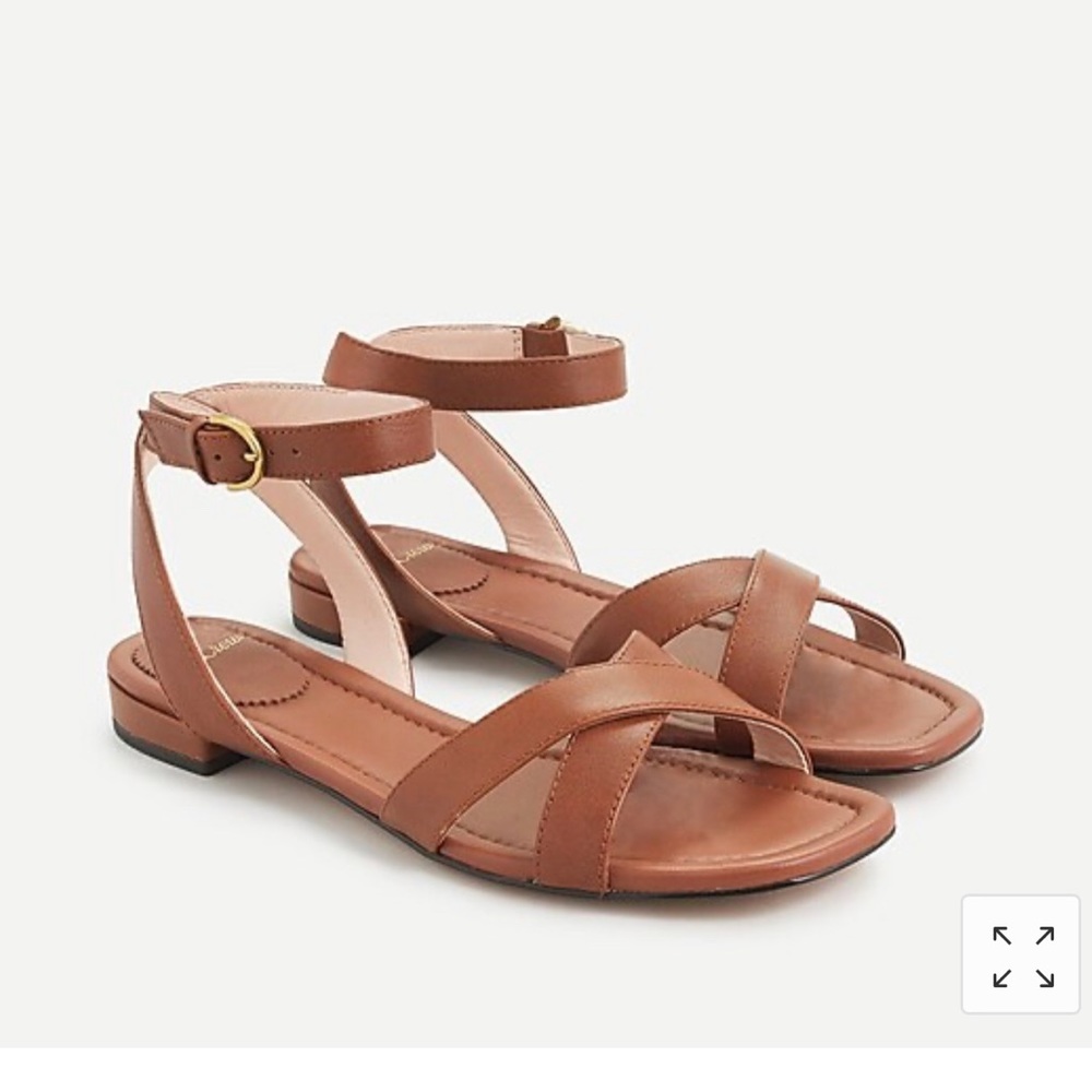 J. Crew Black Leather Cross Strap Sandal